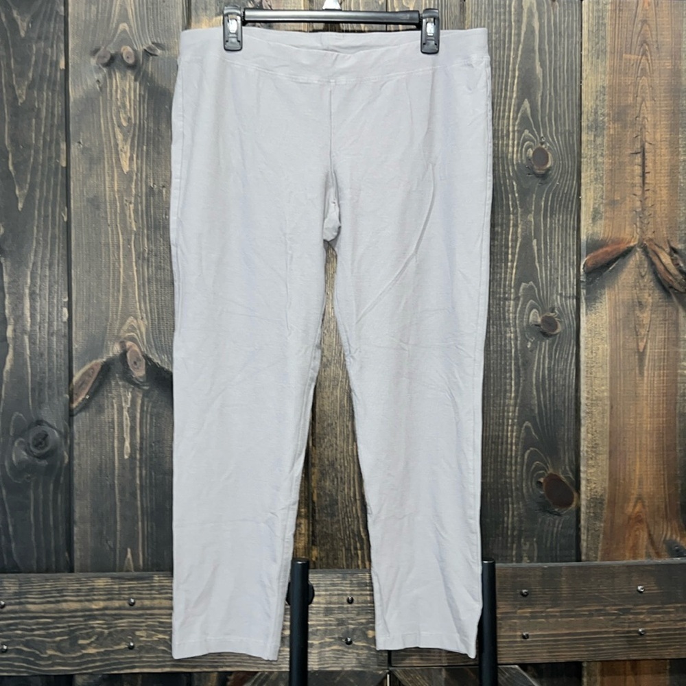 Eileen Fisher Grey Cropped Pull On Pants L Stretch Neutral Minimalist Capsule